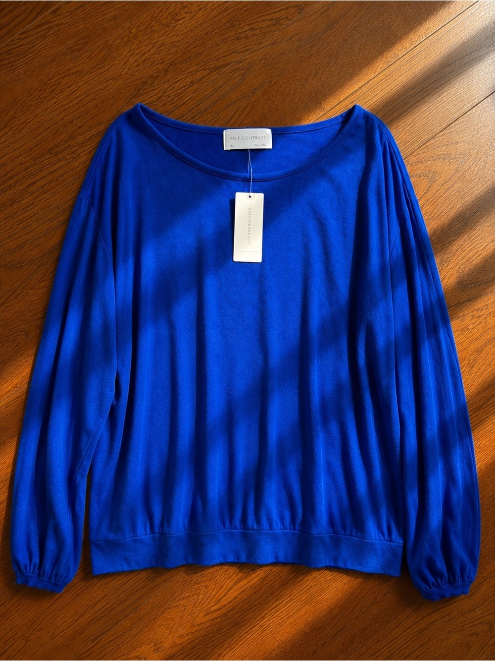 Self Contrast by Anthropologie Cobalt Blue Long Sleeve Pullover Sz XL NWT